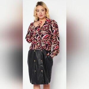 H Halston Womens Printed Surplice Midi Dress Sz XL NWT MSRP $150